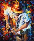 Unknown Artist - Playing The Guitar painting